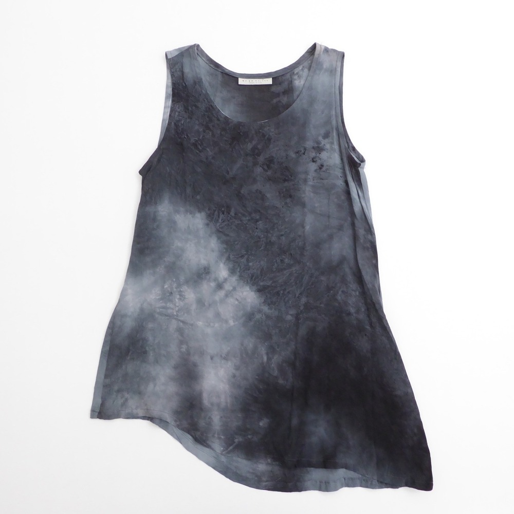 Bryn Walker Women Viscose Tunic Tank Top Dress Gray Tie Dye Asymmetric Hem Small